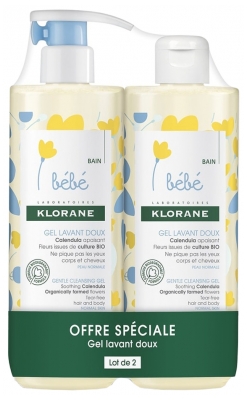 Klorane Bébé Gel Detergente Delicato Set di 2 x 500 ml