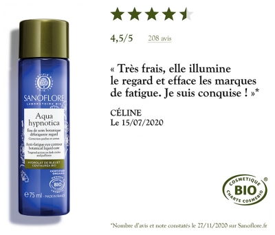 Sanoflore Aqua Hypnotica Eau de Soin Botanique Défatigante Regard Bio 75 ml