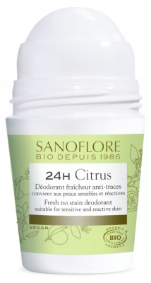 Sanoflore 24H Citrus Déodorant Fraîcheur Anti-Traces Roll-On Bio 50 ml
