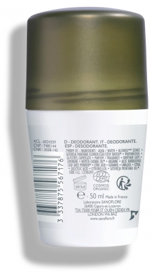 Sanoflore 24H Citrus Déodorant Fraîcheur Anti-Traces Roll-On Bio 50 ml