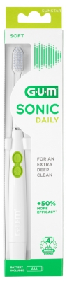 GUM Sonic Daily Brosse à Dents Souple - Couleur : Blanc