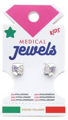 Medical Jewels Kids Boucles d'Oreilles Hypoallergéniques Papillon Brillant
