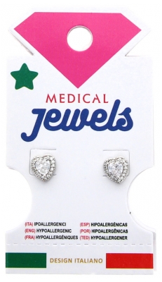 Medical Jewels Boucles d'Oreilles Hypoallergéniques Coeur Blanc