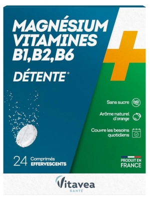 Vitavea Magnésium + Vitamines B1 B2 B6 B9 B12 24 Comprimés Effervescents