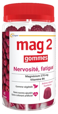 Mag 2 Gummies Nervousness Fatigue Raspberry 45 Gummies