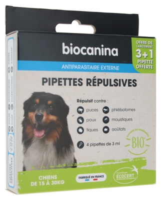 Biocanina Repellent Pipettes Dogs 15 to 30 kg 4 Pipettes
