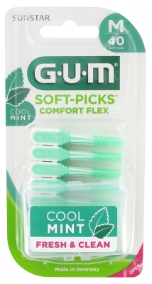 GUM Soft-Picks Comfort Flex Cool Mint 40 Unités - Taille : Medium