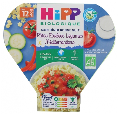 HiPP Mon Dîner Bonne Nuit Pâtes Étoilées Légumes Méditerranéens dès 12 Mois Bio 230 g