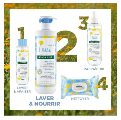 Klorane Bébé Lait de Toilette sans Rinçage 750 ml