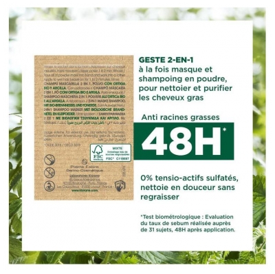 Klorane Shampoing Masque 2en1 Poudre à l'Ortie Bio et à l'Argile 8 Sachets