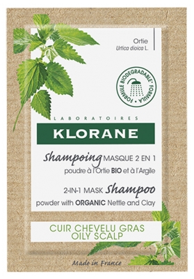 Klorane Shampoing Masque 2en1 Poudre à l'Ortie Bio et à l'Argile 8 Sachets