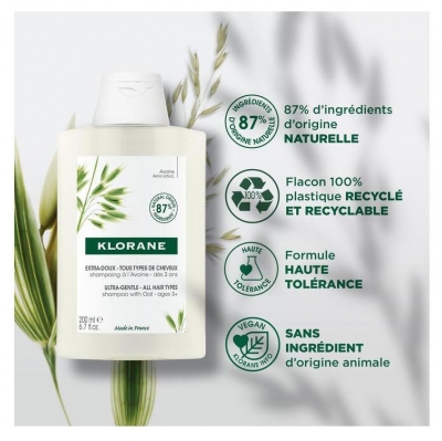 Klorane Extra-Doux - Tous Types de Cheveux Shampoing à l'Avoine 200 ml