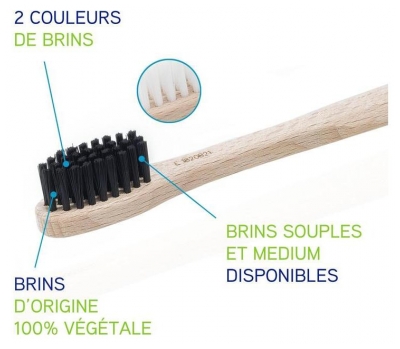 Elgydium Brosse à Dents en Bois Soft - Couleur : Poils Noirs