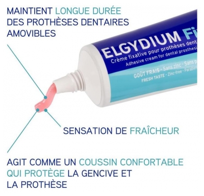 Elgydium Crème Fixative pour Prothèses Dentaires 45 g - Goût : Goût Frais