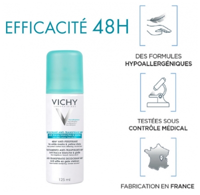 Vichy Déodorant Anti-Transpirant Anti-Traces Aérosol 48H 125 ml