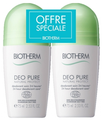 Biotherm Déo Pure Natural Protect 24H Roll-On Deodorant Confezione da 2 x 75 ml