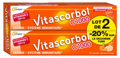 Vitascorbol C1000 Lot 2 x 20 Comprimés Effervescents Offre Spéciale