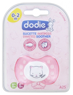 Dodie Symmetric Silicone Soother 0-2 Months N°A25 - Model: Cat