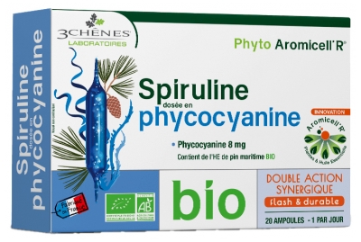 Les 3 Chênes Phyto Aromicell'R Spiruline Dosée en Phycocyanine Bio 20 Ampoules