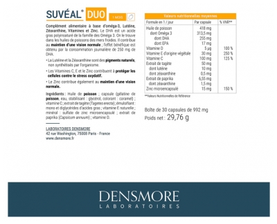 Densmore Suvéal Duo Capsules Concentrées 30 Capsules