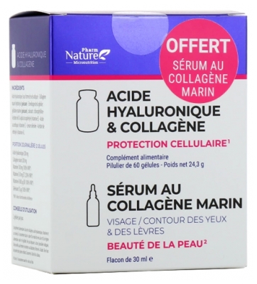 Pharm Nature Duo Acide Hyaluronique & Collagène 60 Gélules + Sérum au Collagène Marin 30 ml Offert