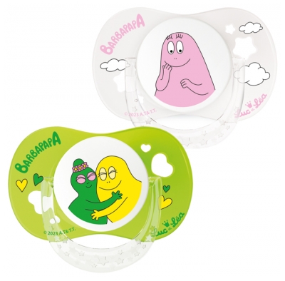 Luc et Léa 2 Silicone Soothers With Ring 6-18 Months Barbapapa Limited Edition