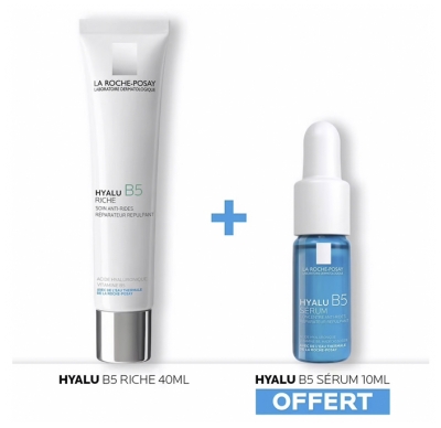 La Roche-Posay Hyalu B5 Riche Soin Anti-Rides Réparateur Repulpant 40 ml + Sérum Concentré 10 ml Offert