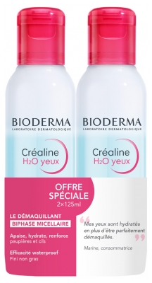 Bioderma Créaline H2O Yeux Sensibles & Lèvres Biphase Micellaire Lot de 2 x 125 ml