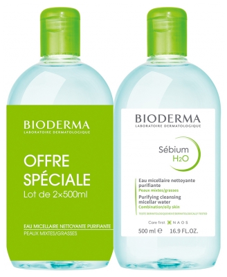 Bioderma Sébium H2O Acqua Detergente Micellare Purificante Confezione da 2 x 500 ml