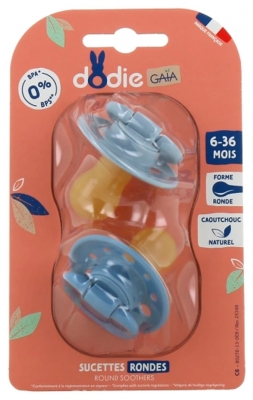 Dodie Gaïa 2 Soothers Rondes 6-36 Months - Colour: Blue