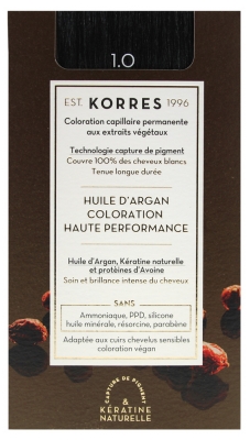 Korres Coloration Permanente Huile d'Argan - Coloration : 1.0 Noir