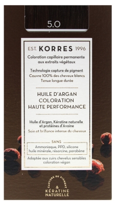 Korres Coloration Permanente Huile d'Argan - Coloration : 5.0 Châtain Clair