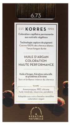 Korres Coloration Permanente Huile d'Argan - Coloration : 6.73 Doré Cacao