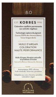 Korres Coloration Permanente Huile d'Argan - Coloration : 8.0 Blond Clair
