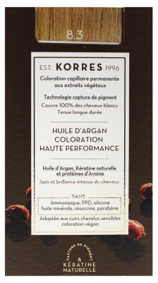 Korres Coloration Permanente Huile d'Argan - Coloration : 8.3 Blond Clair Doré