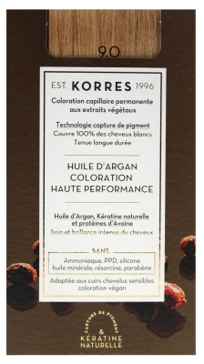 Korres Coloration Permanente Huile d'Argan - Coloration : 9.0 Blond Très Clair