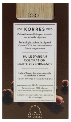 Korres Coloration Permanente Huile d'Argan - Coloration : 10.0 Blond Platine