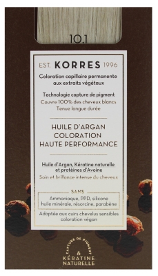 Korres Coloration Permanente Huile d'Argan - Coloration : 10.1 Blond Platine Cendré