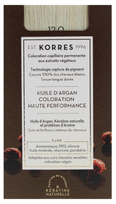 Korres Coloration Permanente Huile d'Argan - Coloration : 12.0 Spécial Blond