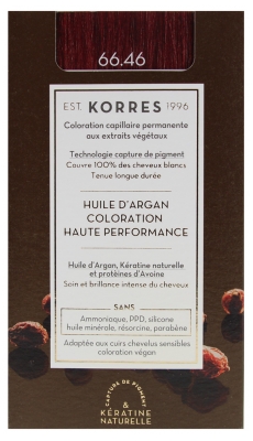 Korres Coloration Permanente Huile d'Argan - Coloration : 66.46 Rouge Burgundy Intense