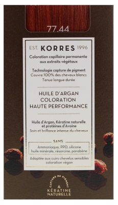 Korres Coloration Permanente Huile d'Argan - Coloration : 77.44 Blond Cuivré Intense