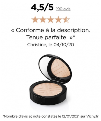 Vichy Dermablend Covermatte Fond de Teint Poudre Compacte SPF25 9,5 g - Teinte : 15 : Opal