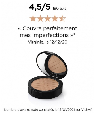 Vichy Dermablend Covermatte Fond de Teint Poudre Compacte SPF25 9,5 g - Teinte : 45 : Gold