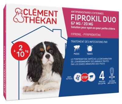 Clément Thékan Fiprokil Duo 67mg/20mg Dogs 4 Pipettes