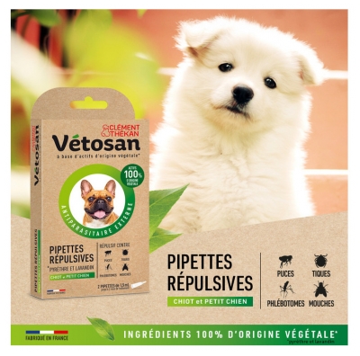 Clément Thékan Vétosan Pipettes Répulsives pour Chiot et Petit Chien 2 Pipettes