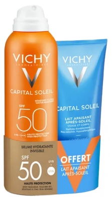 Vichy Capital Soleil Brume Hydratante Invisible SPF50 200 ml + Lait Apaisant Après-Soleil 100 ml Offert