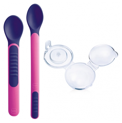 MAM Thermosensitive Spoons + Case 6 Months and + - Colour: Pink