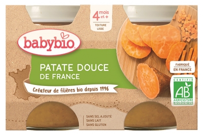 Babybio Patate Douce 4 Mois et + Bio 2 Pots de 130 g