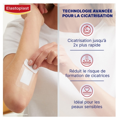 Elastoplast Pansement Waterproof XL Cicatrisation Rapide 8 Pansements