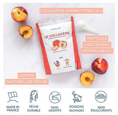 Nutri&Co Collagène Marin Type I & II Arôme Pêche 190 g
